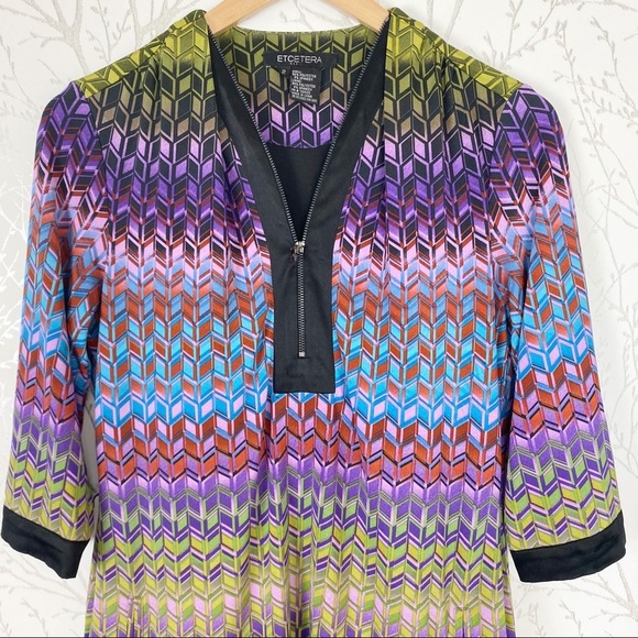 ETCETERA Bright Bold Geometric Print Shift Dress 2 - Picture 3 of 12